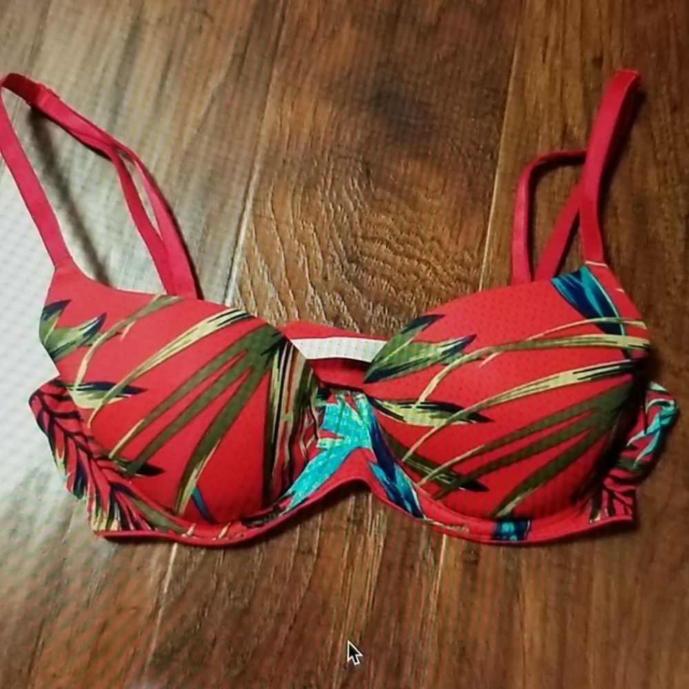 Victoria's Secret Pink red tropical underwire print bra 36B